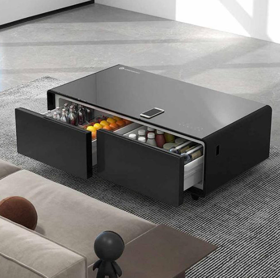 ثلاجة طاولة القهوة مع شاشة لمس ذكية ومكبرات صوت قوية