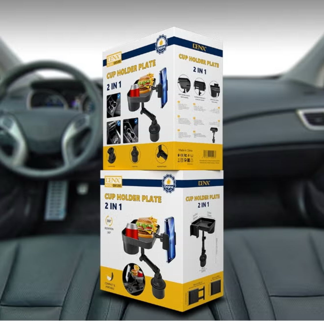 حامل أكواب & صينية طعام دوارة 360°