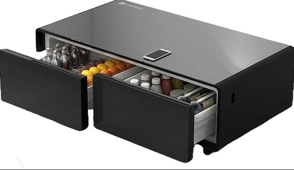 ثلاجة طاولة القهوة مع شاشة لمس ذكية ومكبرات صوت قوية