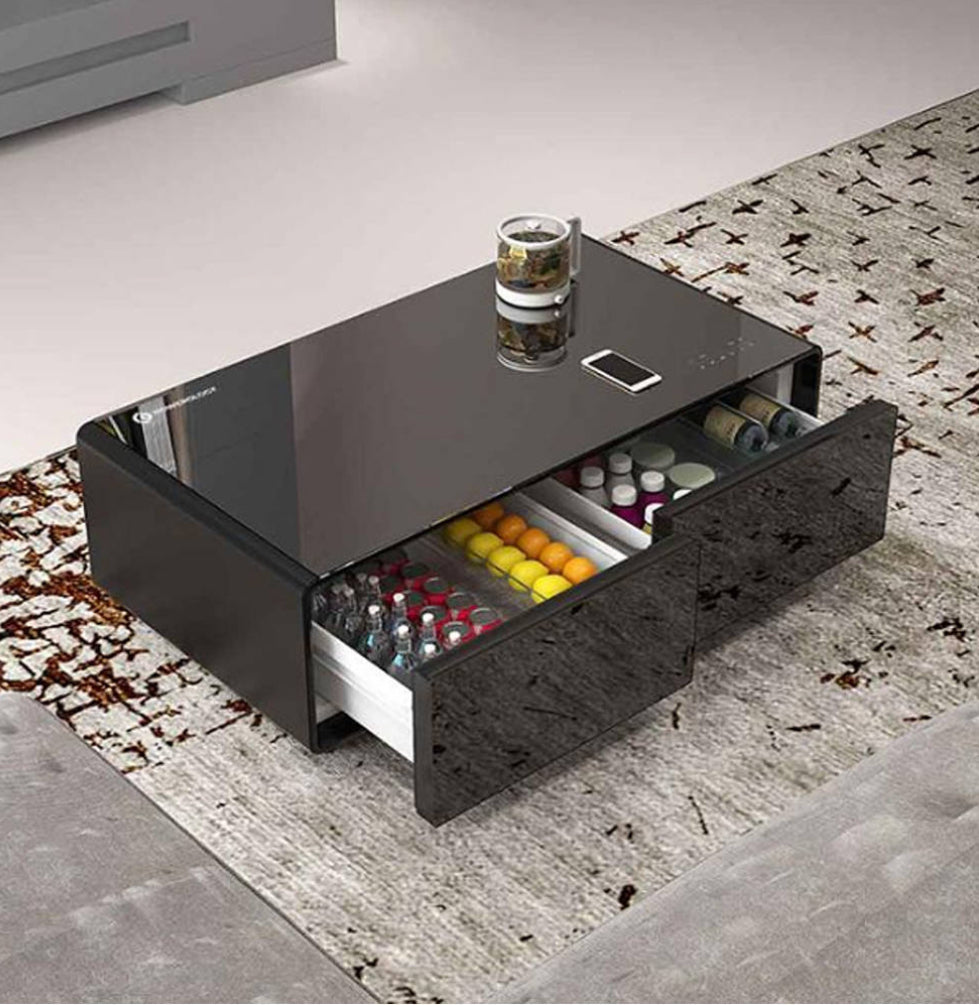 ثلاجة طاولة القهوة مع شاشة لمس ذكية ومكبرات صوت قوية