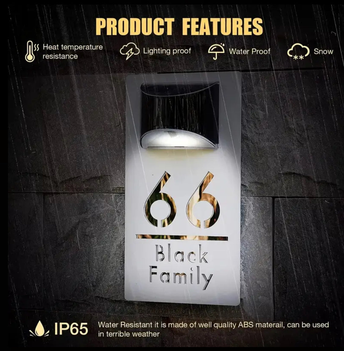 لافتة باب أكريليك مزدوجة الطبقات تعمل بالطاقة الشمسية – تصميم ذهبي وفضي مخصص