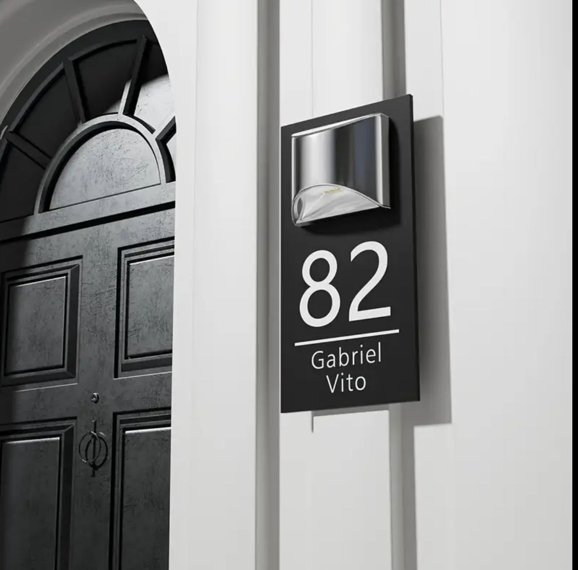 لافتة باب أكريليك مزدوجة الطبقات تعمل بالطاقة الشمسية – تصميم ذهبي وفضي مخصص