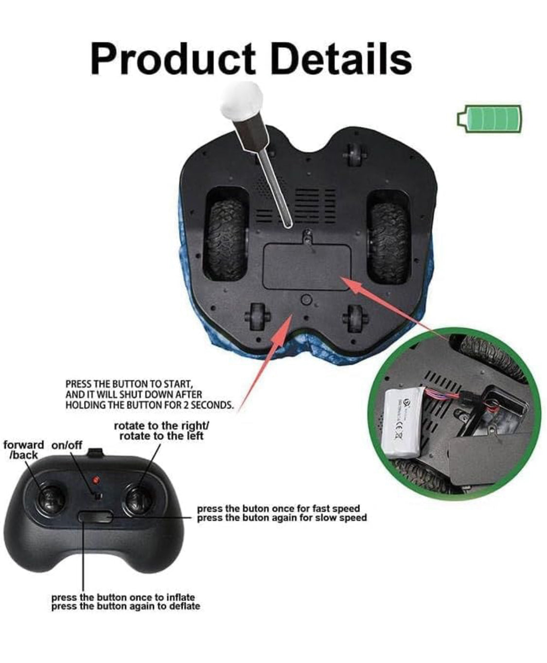 لعبة ديناصور كهربائية كبيرة ذاتي النفخ