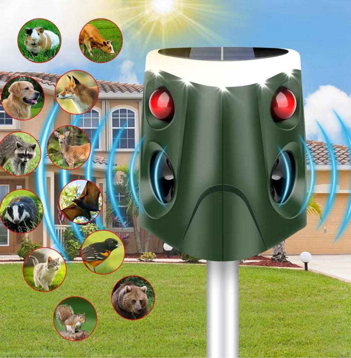 طارد الحيوانات يعمل بالطاقة الشمسية