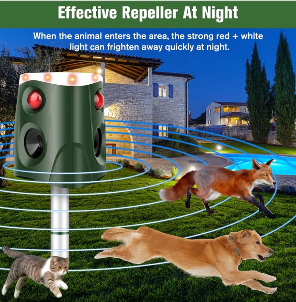 طارد الحيوانات يعمل بالطاقة الشمسية