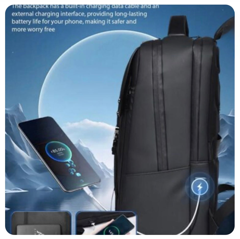 حقيبة ذكية تعمل مع مروحة تبريد بالإضافة إلى بنك الطاقة لشحن الهاتف