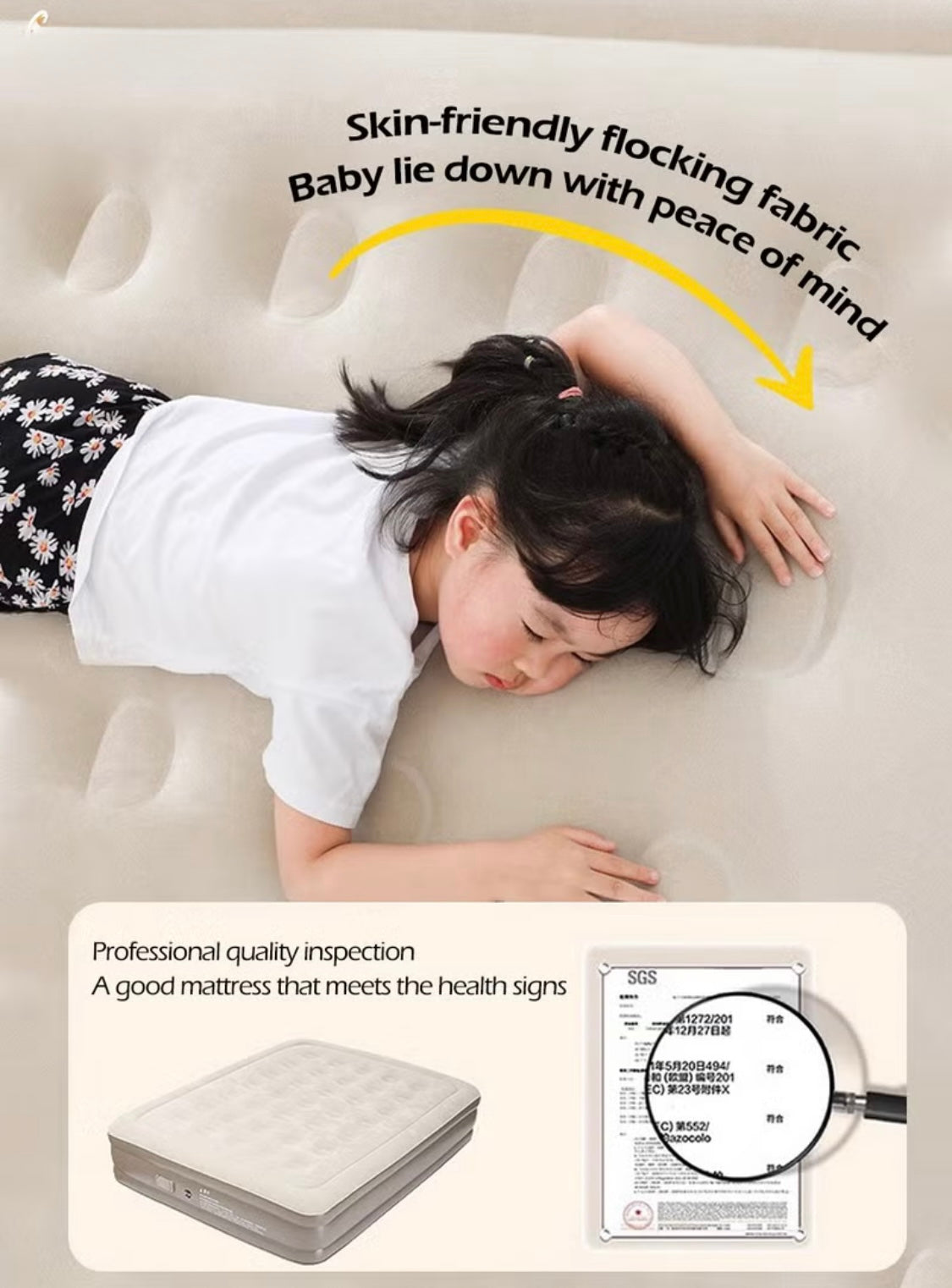 سرير ذاتي النفخ محمول مع مضخة هواء مدمجة