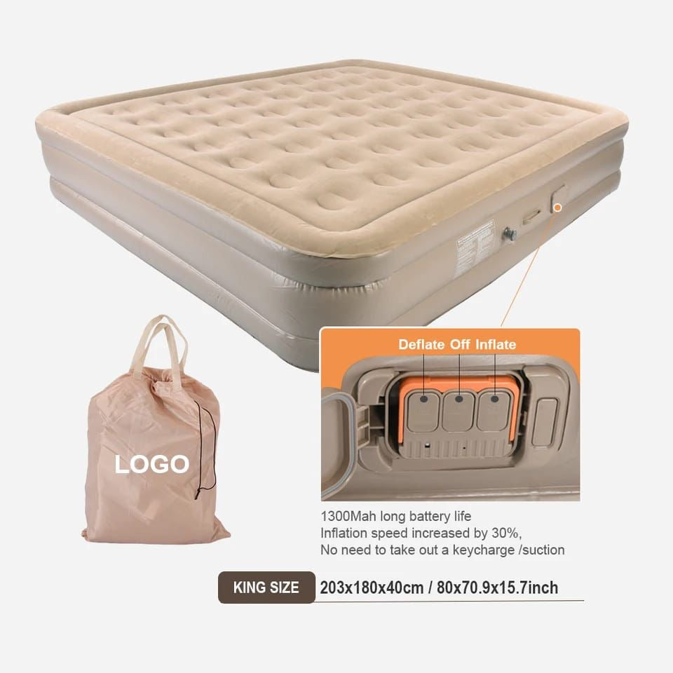 سرير ذاتي النفخ محمول مع مضخة هواء مدمجة